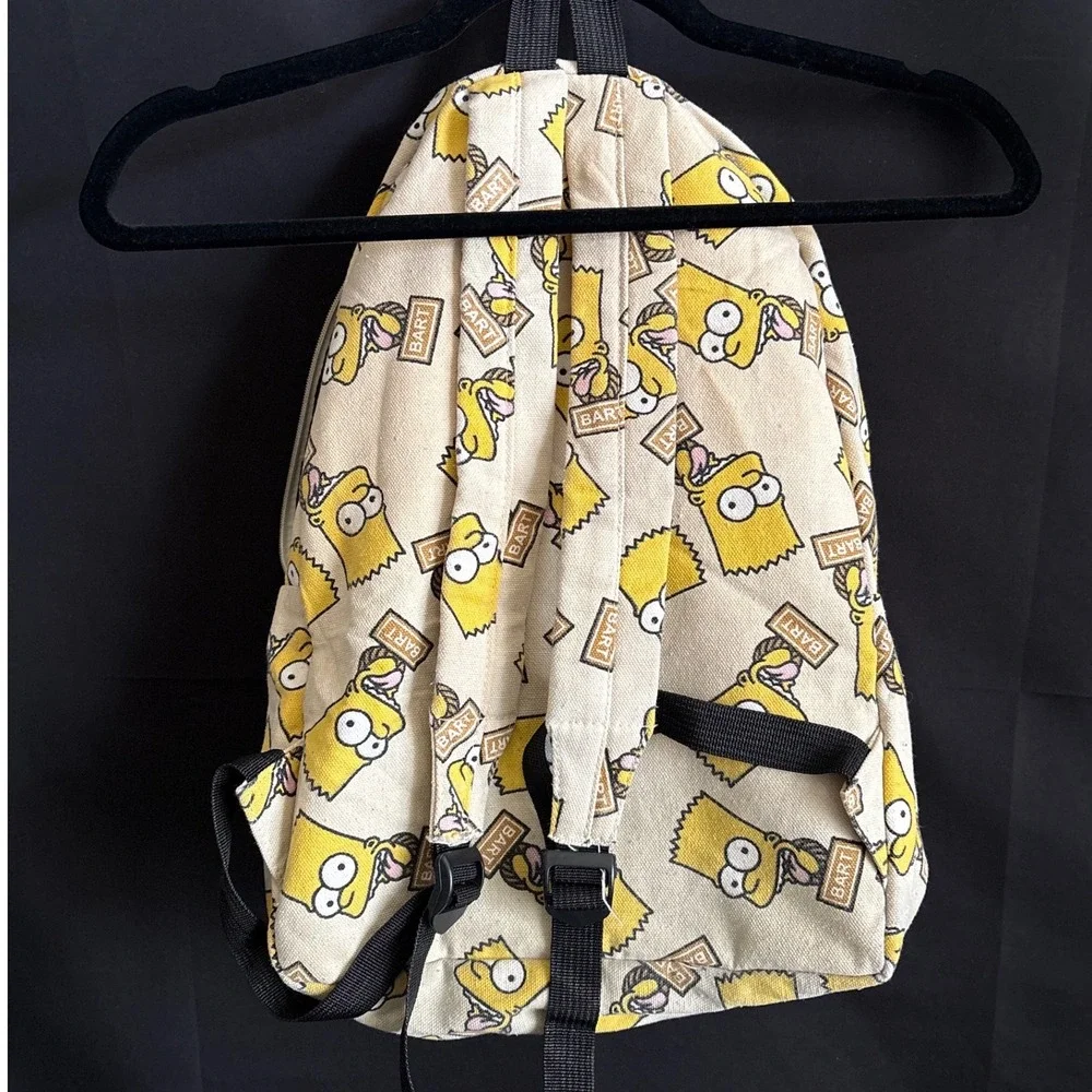 RARE JanSport The Simpsons Bart Simpson All Over Print Canvas Backpack Yellow